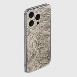 Чехол для iPhone 15 Pro Max силиконовый с защитой камеры Пейзаж - рисунок карандашом черно-белый Питер Брейгель - фото 2