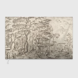 Флаг 3D Пейзаж - рисунок карандашом черно-белый Питер Брейгель