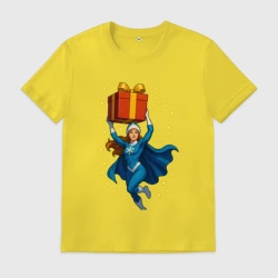 Мужская футболка хлопок Снегурочка супергерой 