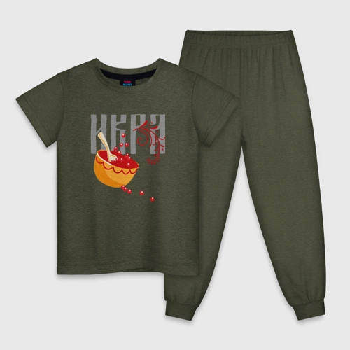 Детская пижама хлопок Красная икра и русские узоры