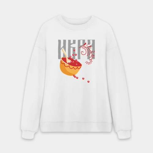 Мужской свитшот oversize без начеса хлопок Красная икра и русские узоры