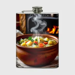 Фляга Тёплые щи в глиняном горшочке