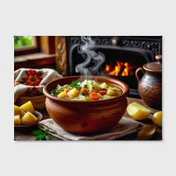 Холст прямоугольный Тёплые щи в глиняном горшочке - фото 2