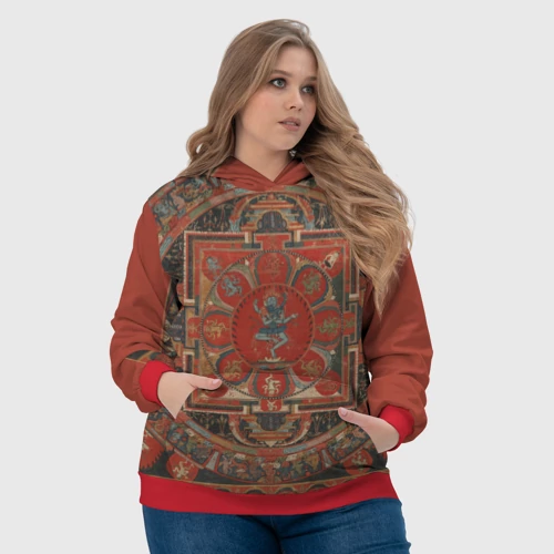 Женская толстовка 3D с принтом Тибетская мандала 15 века - репродукция Hevajra Mandala, фото #4