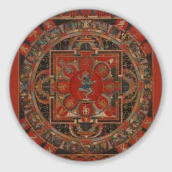 Круглый коврик для мышки Тибетская мандала 15 века - репродукция Hevajra Mandala