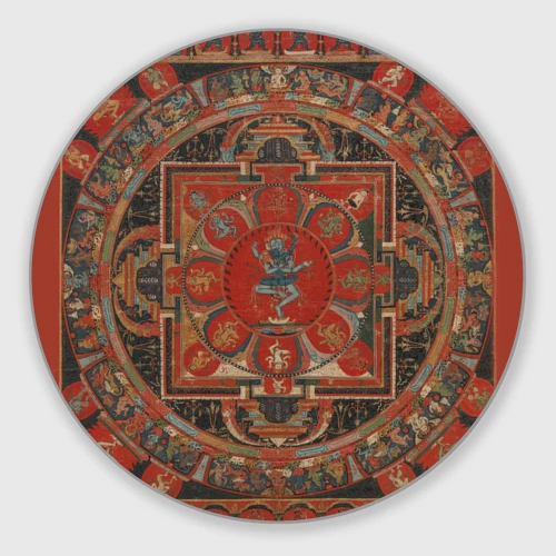Круглый коврик для мышки Тибетская мандала 15 века - репродукция Hevajra Mandala