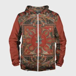 Мужская ветровка 3D Тибетская мандала 15 века - репродукция Hevajra Mandala