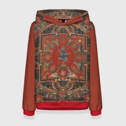 Женская толстовка 3D Тибетская мандала 15 века - репродукция Hevajra Mandala