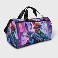 Сумка спортивная 3D Judy Hopps and Nick Wilde - cyberpunk remake