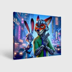 Холст прямоугольный Nick and Judy - cyberpunk fantasy