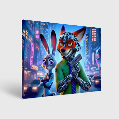 Холст прямоугольный Nick and Judy - cyberpunk fantasy