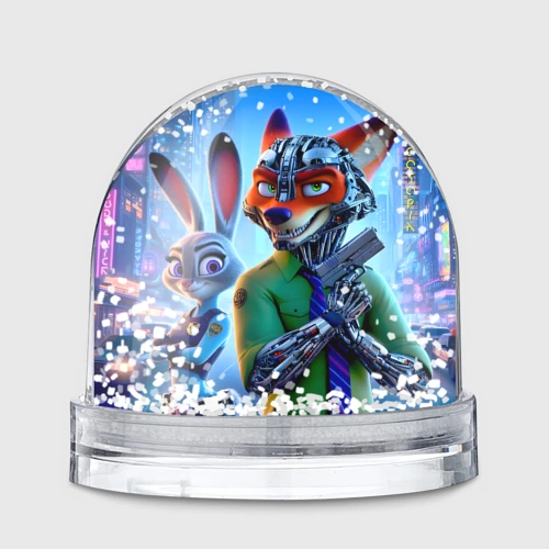 Игрушка Снежный шар Nick and Judy - cyberpunk fantasy