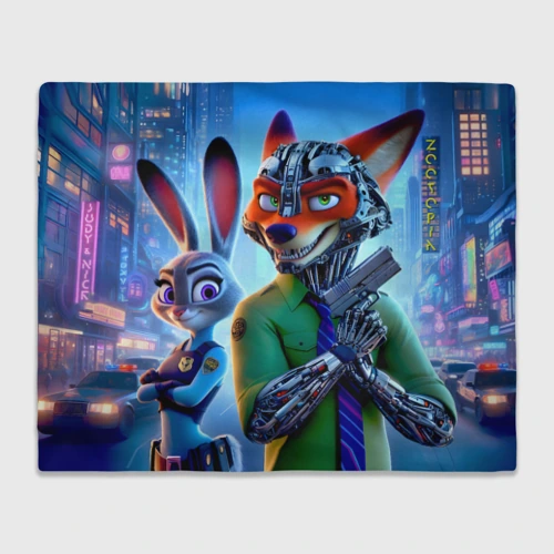 Плед 3D Nick and Judy - cyberpunk fantasy