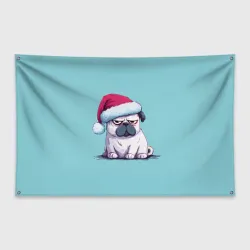 Флаг-баннер Недовольный новогодний мопс