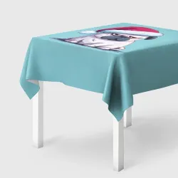 Скатерть 3D Недовольный новогодний мопс
