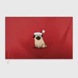 Флаг 3D Уставший новогодний мопс