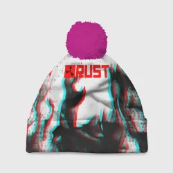 Шапка 3D c помпоном Rust глитч огонь