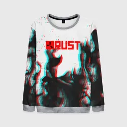 Мужской свитшот 3D Rust глитч огонь