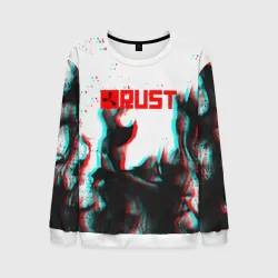 Мужской свитшот 3D Rust глитч огонь