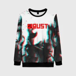 Женский свитшот 3D Rust глитч огонь