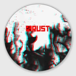 Круглый коврик для мышки Rust глитч огонь
