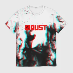 Мужская футболка 3D Rust глитч огонь