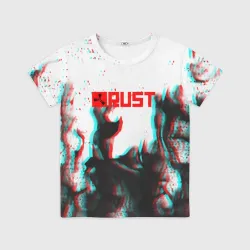Детская футболка 3D Rust глитч огонь