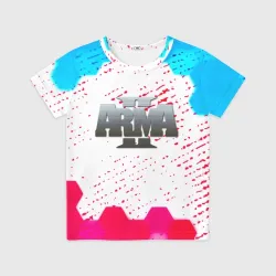 Детская футболка 3D ARMA 2 соты неон