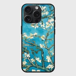 Чехол силиконовый для Apple iPhone 15 Pro матовый Сакура в стиле ван гога
