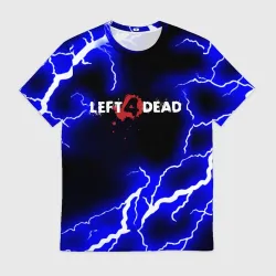 Мужская футболка 3D Left 4 Dead белые молнии шторм