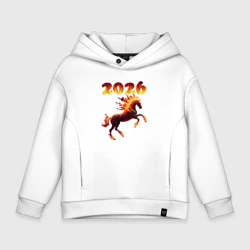 Детское худи Oversize хлопок Огненная лошадь - символ 2026 года