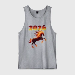Мужская майка хлопок Огненная лошадь - символ 2026 года