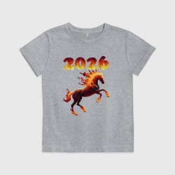 Детская футболка хлопок Огненная лошадь - символ 2026 года