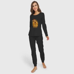 Женская пижама с лонгсливом хлопок Радостный хомяк в гирлянде - фото 2