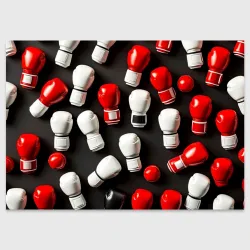 Поздравительная открытка Красно-белая россыпь перчаток