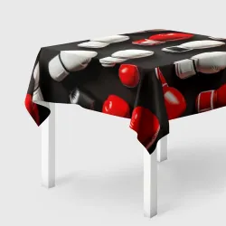 Скатерть 3D Красно-белая россыпь перчаток