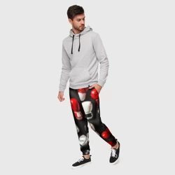 Мужские брюки 3D Красно-белая россыпь перчаток - фото 2