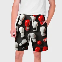 Мужские шорты 3D Красно-белая россыпь перчаток