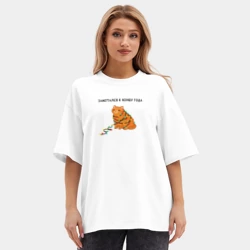 Женская футболка Oversize хлопок premium Замотался под конец года - фото 2