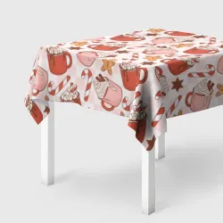 Скатерть 3D Новогодний кофе с корицей и имбирным пряником