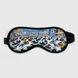 Маска для сна 3D Зимний парад снегоходов