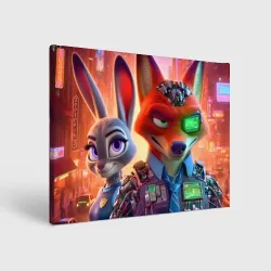 Холст прямоугольный Cyborg Nick and Judy - Zootopia 3