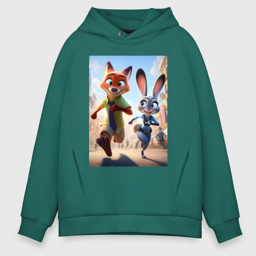 Мужское худи Oversize хлопок Ник и Джуди убегают