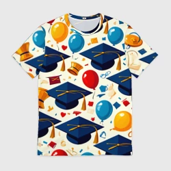 Мужская футболка 3D Праздничный выпускной узор