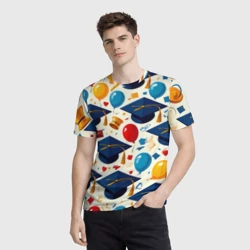 Мужская футболка 3D Праздничный выпускной узор - фото 2