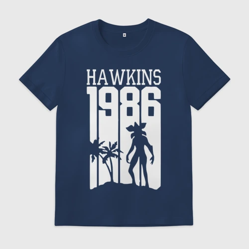 Мужская футболка хлопок Stranger things - hawkins 