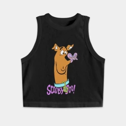 Женская укороченная майка-топ хлопок Scooby and butterfly