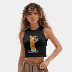 Женская укороченная майка-топ хлопок Scooby and butterfly - фото 2