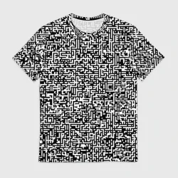 Мужская футболка 3D Хаотический лабиринт QR