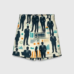 Детские спортивные шорты 3D Деловые силуэты: аналитика и команда